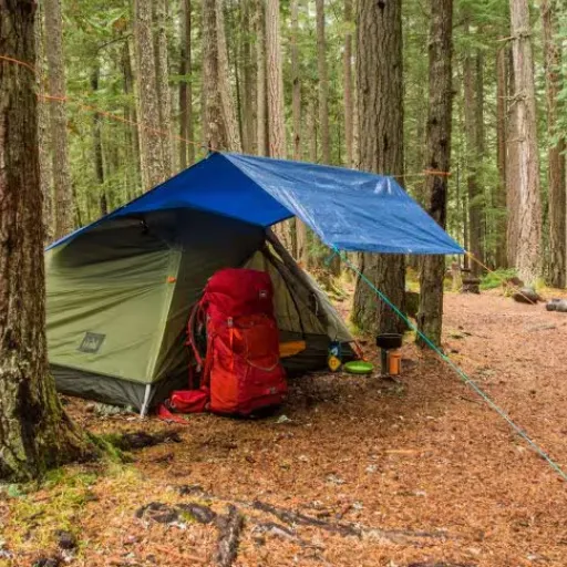 camping tarp setup